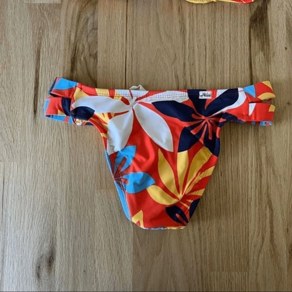 Hobie tropical bikini bloomy daze orange 2 piece knot front strappy floral small